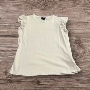 Paige White Ruffle Cap Sleeve Tee Top Size Small